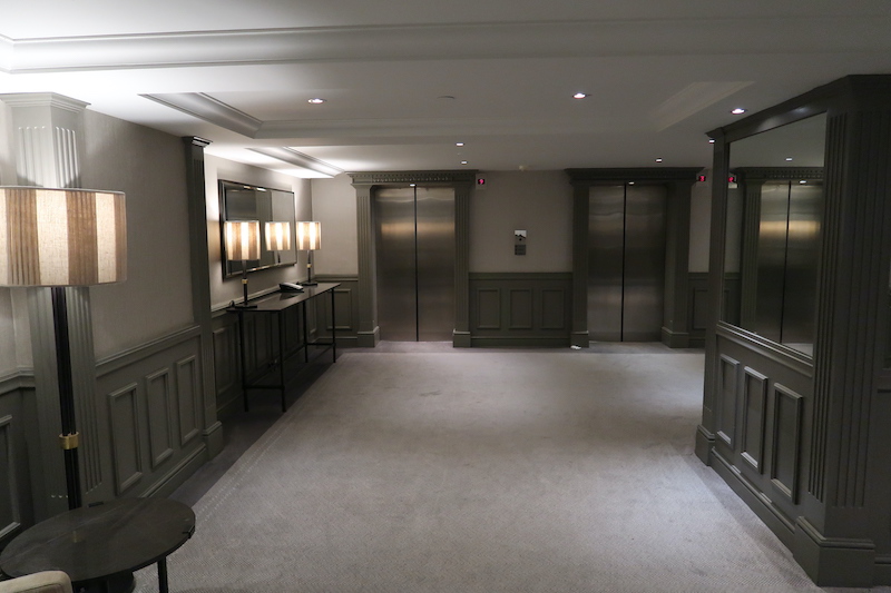a room with two elevators