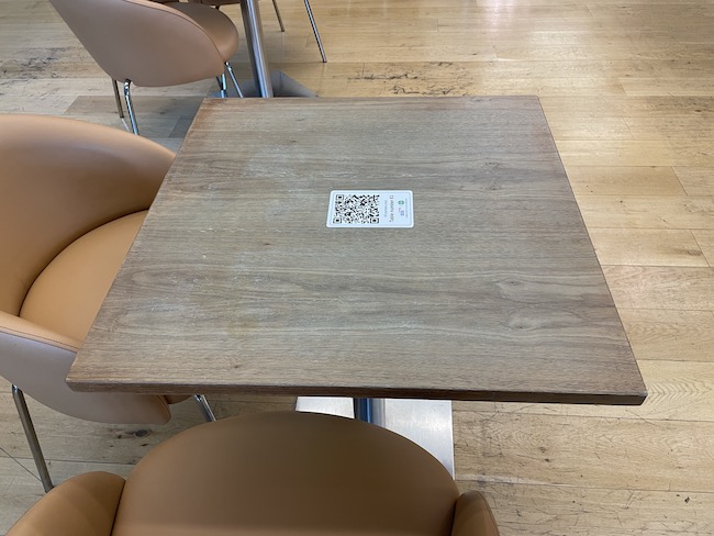 a table with a qr code on it