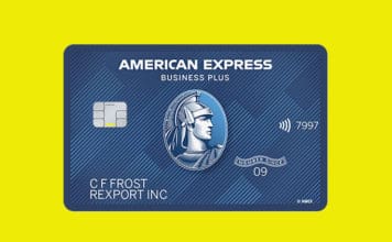 The Blue Business® Plus Credit Card from American Express Review (for us, a “must have” card) a blue credit card with a picture of a man