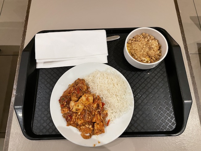 a tray with food on it