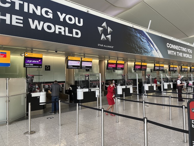 Virgin Atlantic's temporary check-in desks at Heathrow T2