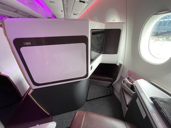 A standard Upper Class window seat on the Virgin Atlantic A350 