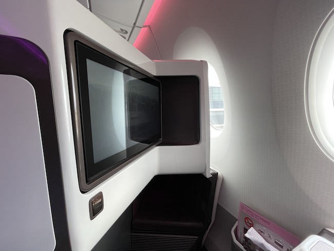 A standard Upper Class window seat on the Virgin Atlantic A350