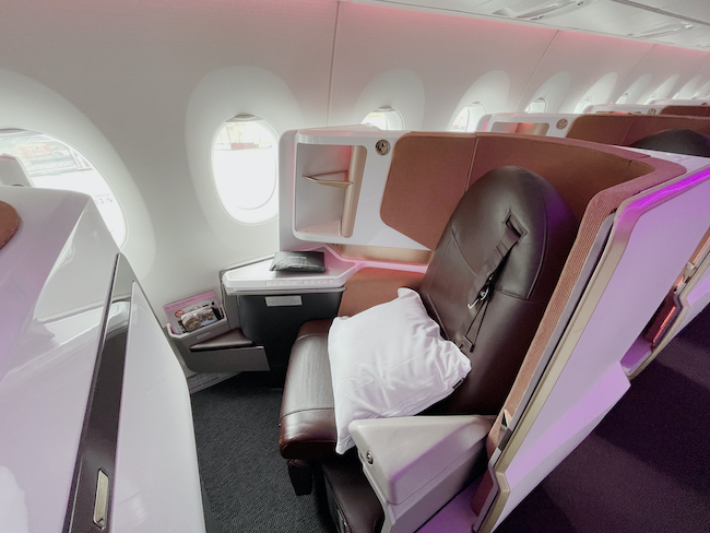 A standard Upper Class window seat on the Virgin Atlantic A350