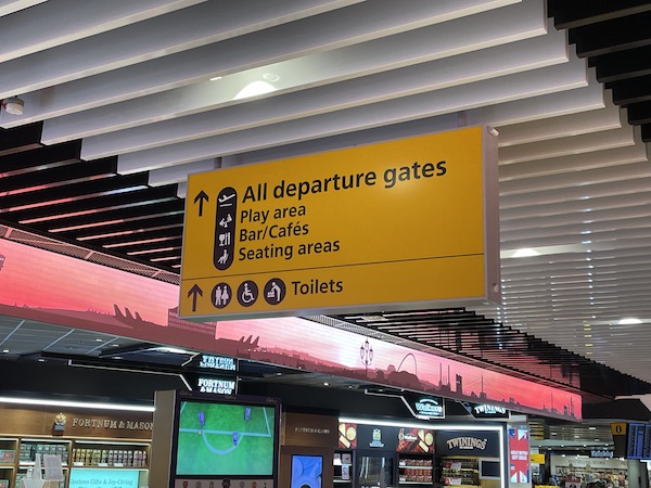 a sign in a airport