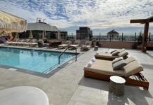 The rooftop pool at the Tommie Hollywood