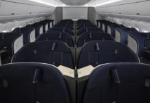 a row of seats in an airplane