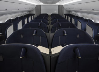 a row of seats in an airplane