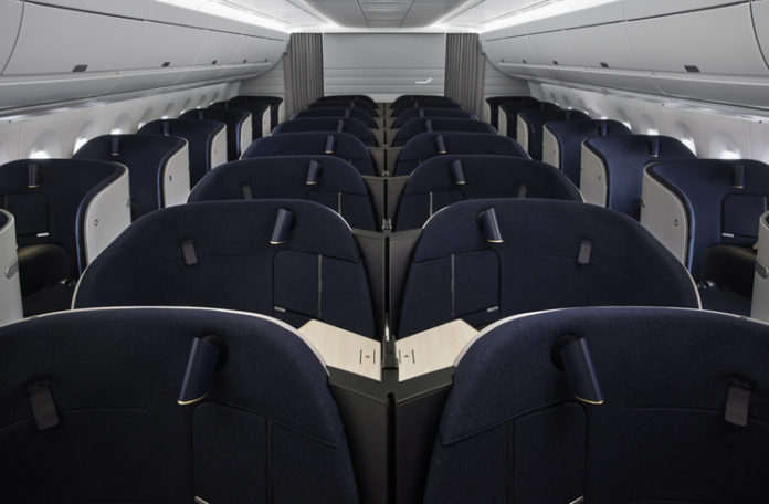 a row of seats in an airplane