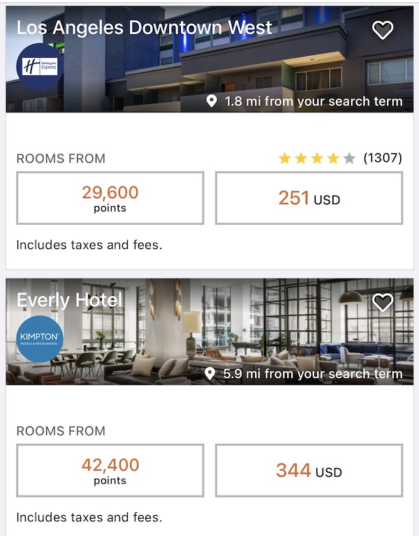 screenshot of a hotel with prices and numbers