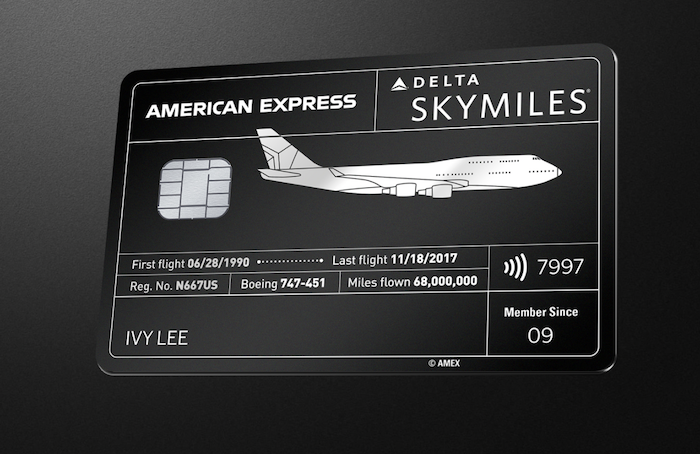 a credit card with a picture of an airplane