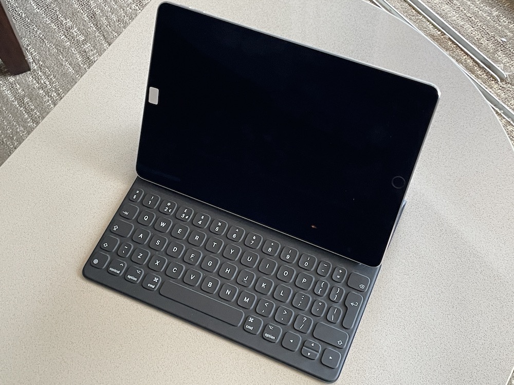 a tablet with a keyboard