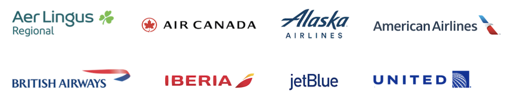 a group of logos of airline