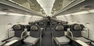 a row of seats in an airplane