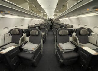 a row of seats in an airplane