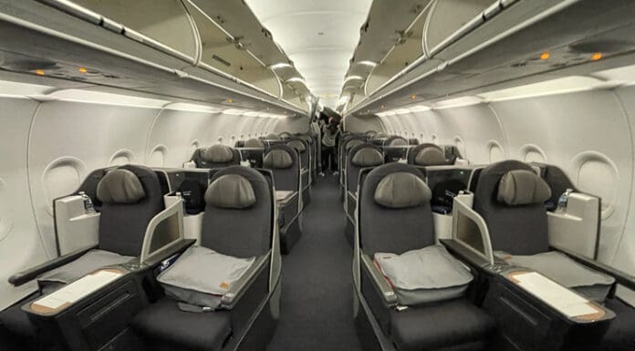 a row of seats in an airplane
