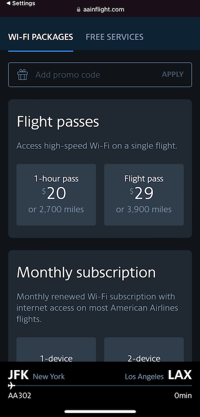 American Airlines wifi options