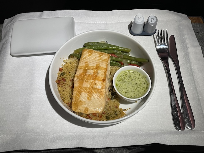 American Airlines business class dining.