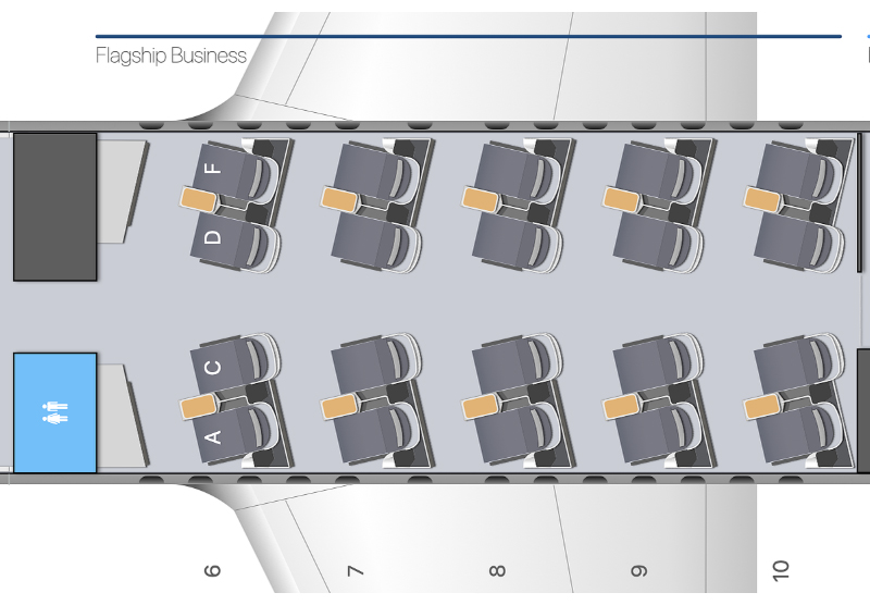 American Airlines A321T Business Class seat map