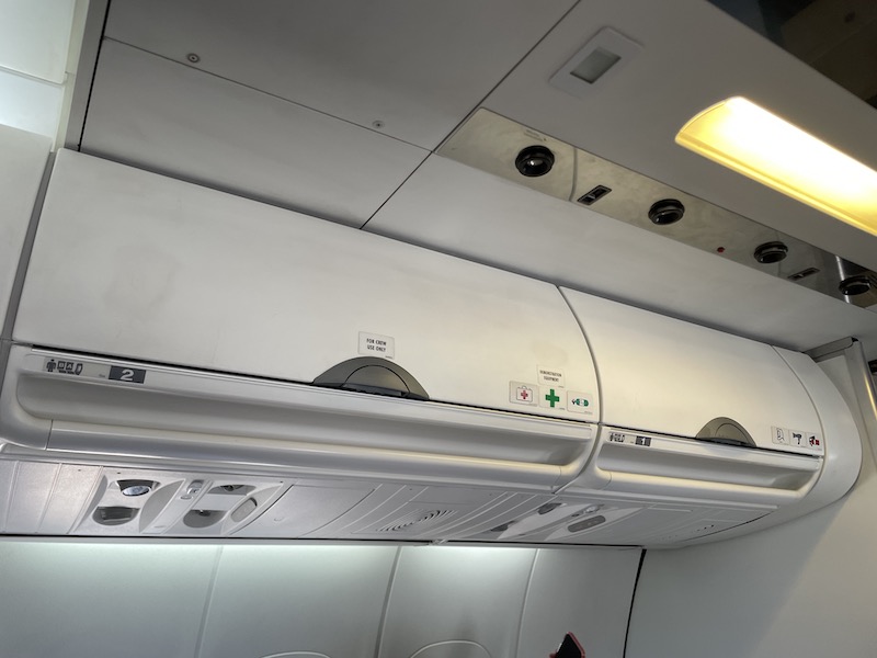 an airplane with a light fixture