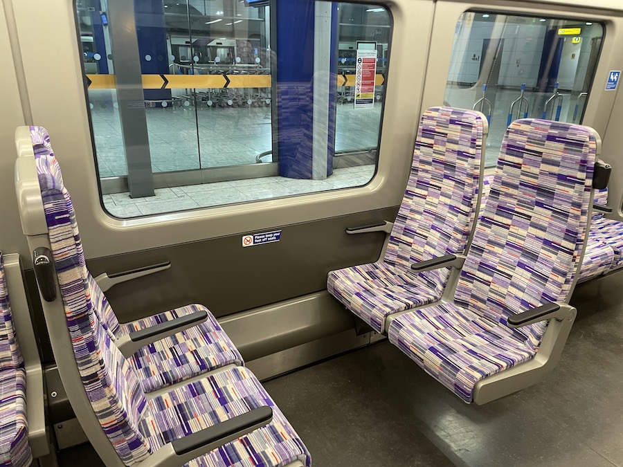 a train with seats in it