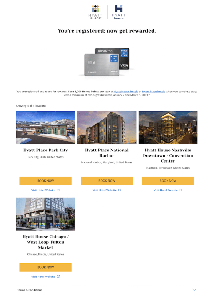 Earn bonus points for select Hyatt House/Place stays (cobranded card