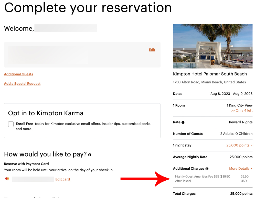a screenshot of a reservation