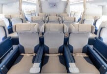 a row of seats in an airplane
