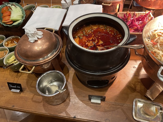 a pot of soup on a table