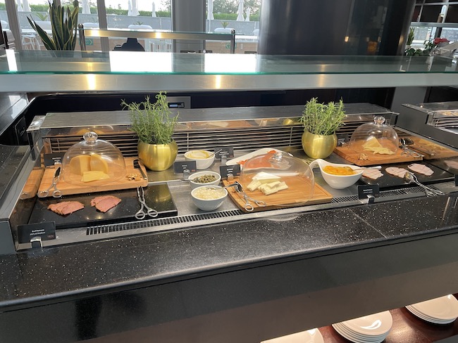 food on a counter in a restaurant