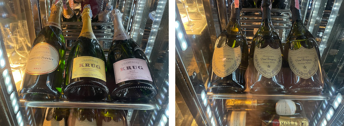 a bottle of champagne on a shelf