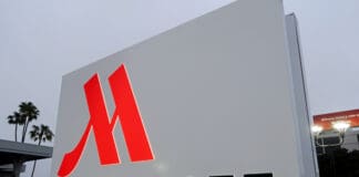 a sign with a red logo