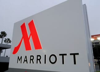 a sign with a red logo