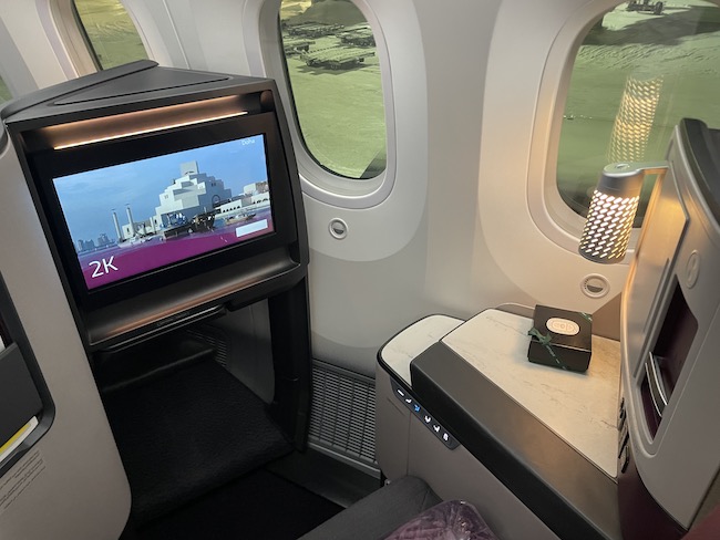 a tv in an airplane