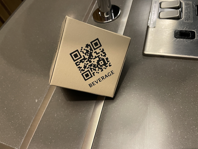 a box with qr code on it