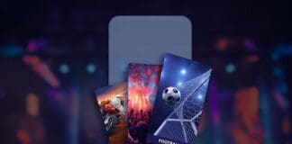 a cell phone with several cards