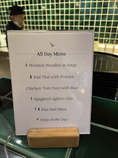 a menu on a stand