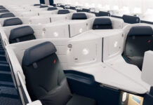 a row of seats in a plane