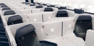 a row of seats in a plane