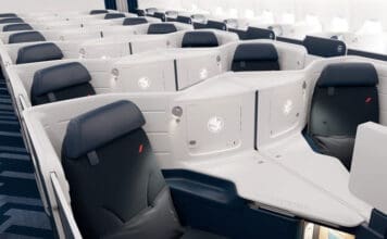 a row of seats in a plane