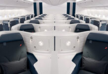 a row of seats in a plane