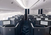 a row of seats in an airplane