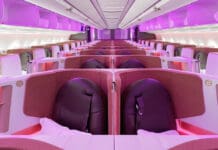 Chase is now offering a 30% bonus for transfers to Virgin Atlantic a row of seats in a plane