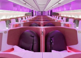 a row of seats in a plane