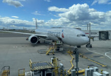 an airplane parked at an airport