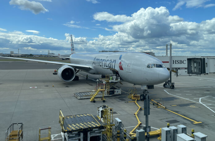 an airplane parked at an airport