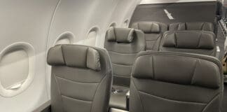 a row of seats in an airplane