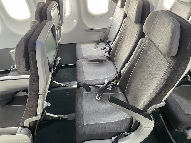 a row of seats in an airplane