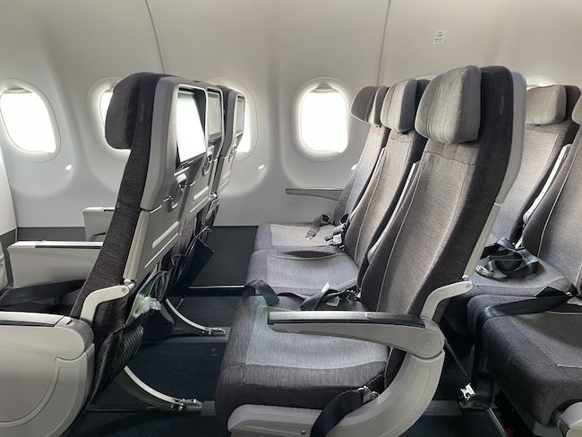 a row of seats in an airplane