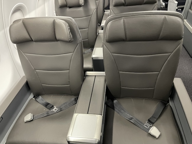 a row of seats in an airplane